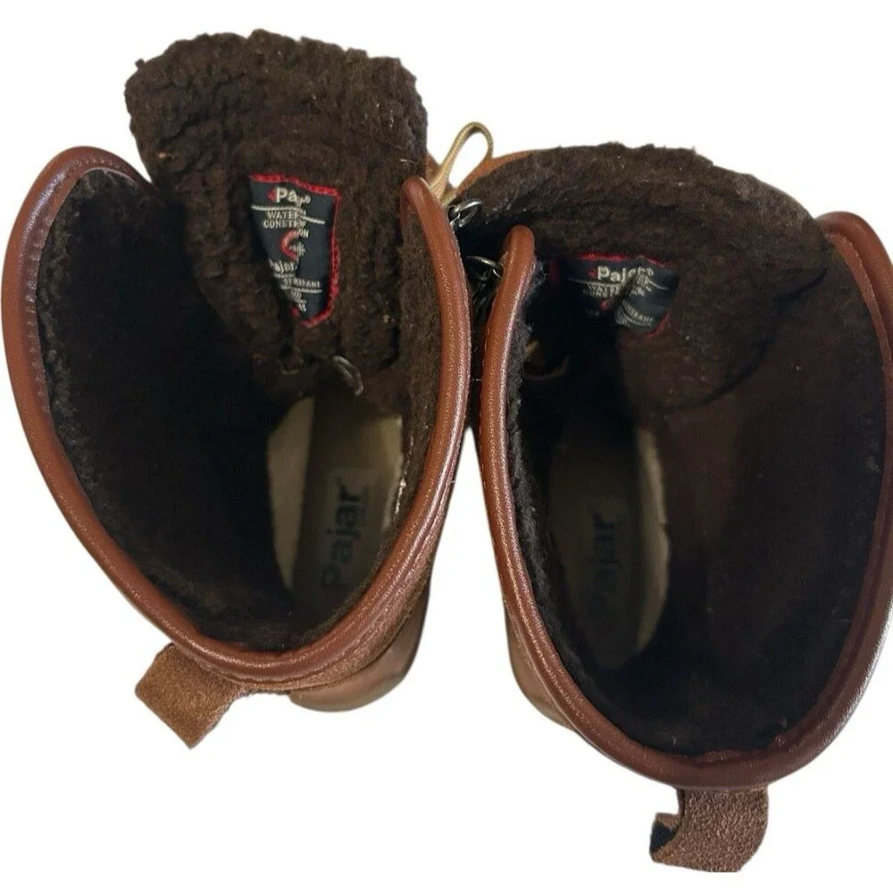 Pajar Gaetana Brown Leather Waterproof Moc Toe Boots Womens EU 37 US 6 - 6.5